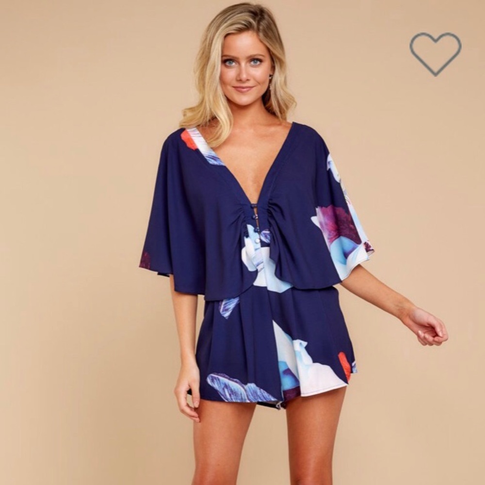 Navy floral romper NWT